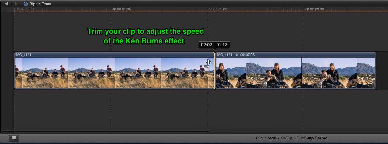 Using the Ken Burns Effect in Final Cut Pro X, Ripple Training: Video editing tutorials for the best editing software for PC and Mac.