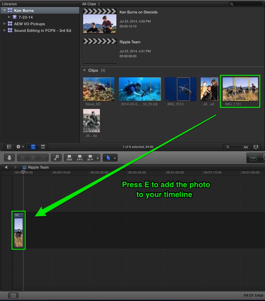 Using the Ken Burns Effect in Final Cut Pro X, Ripple Training: Video editing tutorials for the best editing software for PC and Mac.