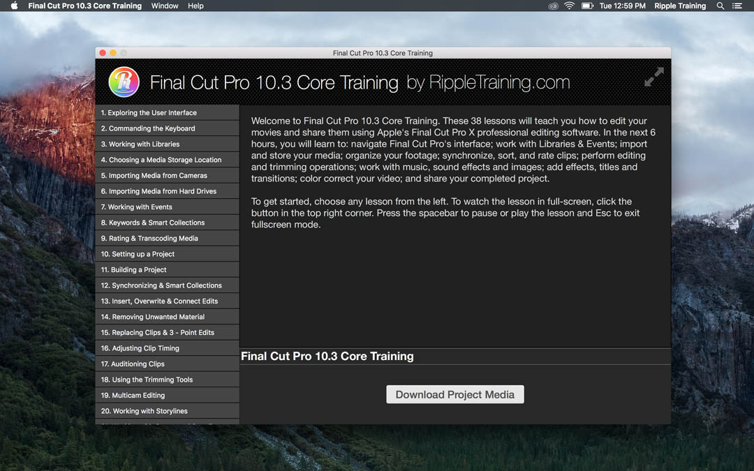 Downloading Project Media - Mac App Store Apps Only, Ripple Training: Video editing tutorials for the best editing software for PC and Mac.
