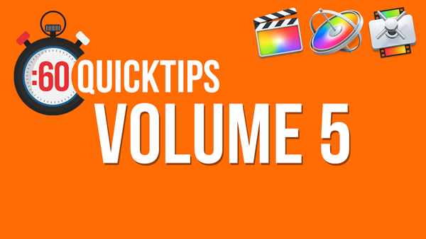 60 Second Quicktips Volume 5, Ripple Training: Video editing tutorials for the best editing software for PC and Mac.